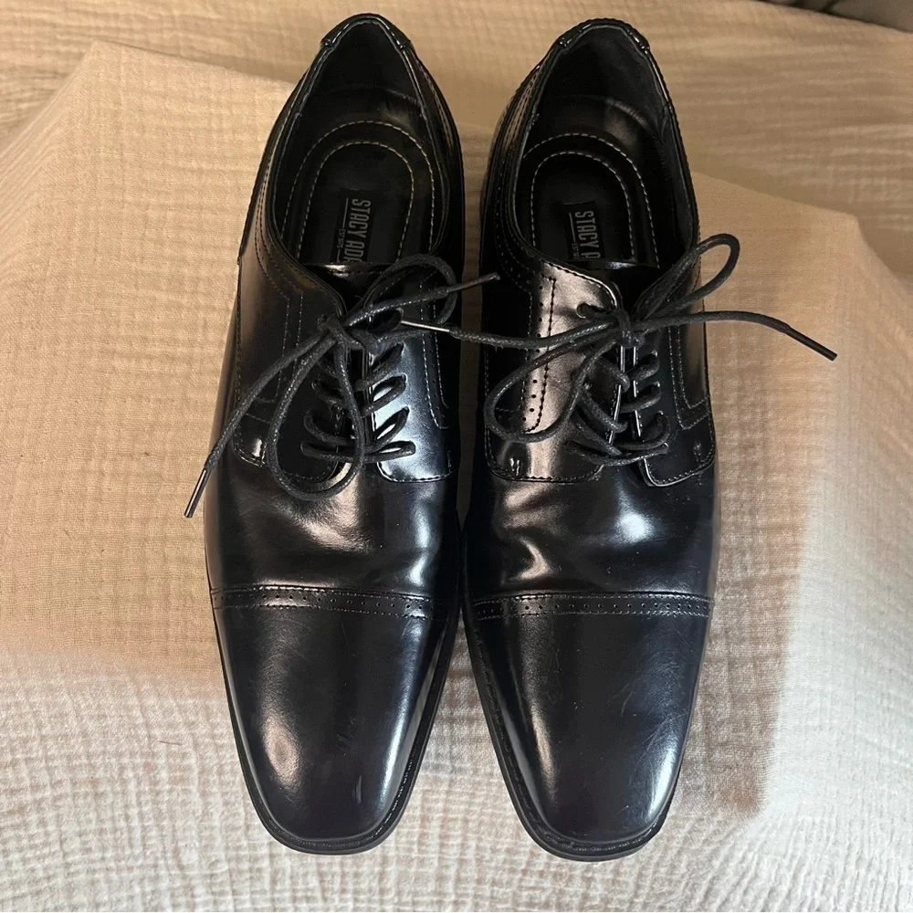 Men's Stacy Adams Shoes Sz 10M Waltham Leather Cap Toe Oxford Black 20138-001
